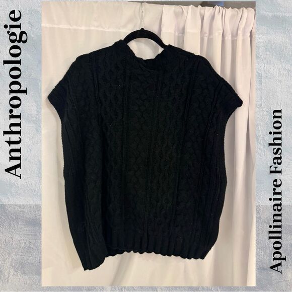 ANTHROPOLOGIE BY LEA & VIOLA CABLE KNIT SWEATER VEST IN BLACK XL NWT - Picture 6 of 7